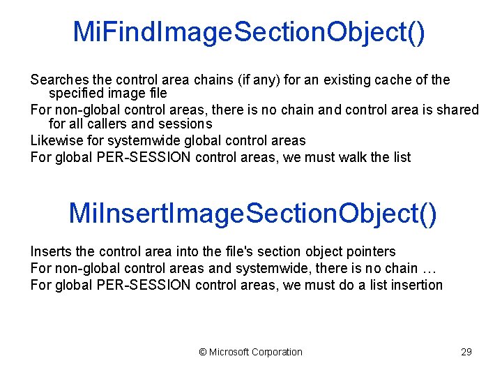 Mi. Find. Image. Section. Object() Searches the control area chains (if any) for an