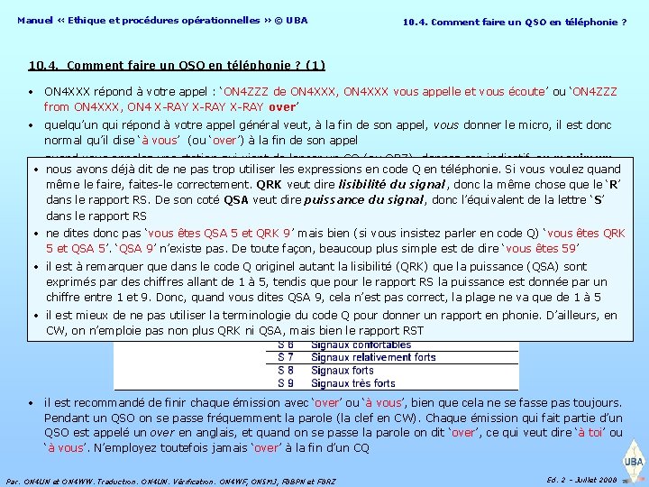 Manuel « Ethique et procédures opérationnelles » © UBA 10. 4. Comment faire un