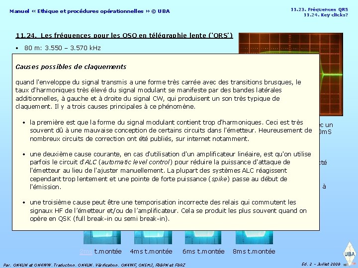 Manuel « Ethique et procédures opérationnelles » © UBA 11. 23. Fréquences QRS 11.