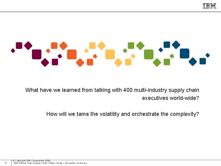 IBM Global Business Services What have we learned from talking with 400 multi-industry supply