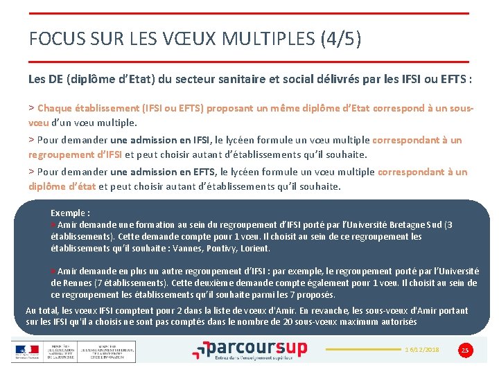 FOCUS SUR LES VŒUX MULTIPLES (4/5) Les DE (diplôme d’Etat) du secteur sanitaire et