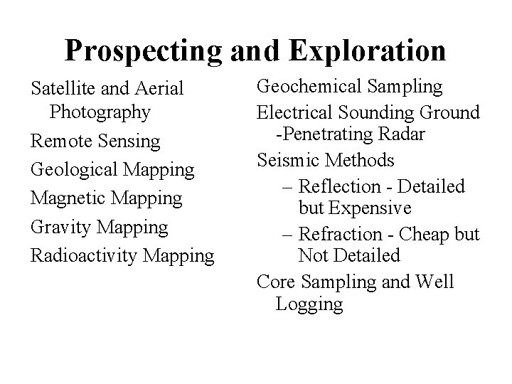 Prospecting and Exploration Satellite and Aerial Photography Remote Sensing Geological Mapping Magnetic Mapping Gravity