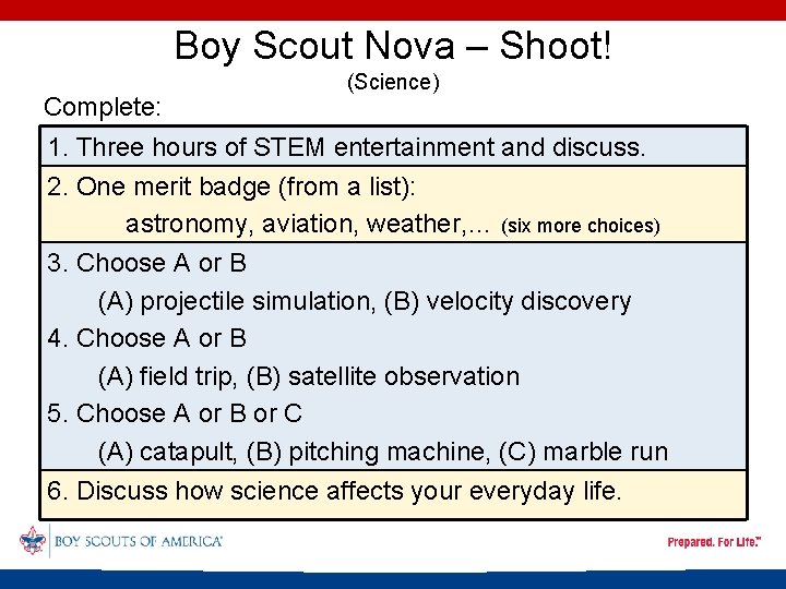 Boy Scout Nova – Shoot! Complete: (Science) 1. Three hours of STEM entertainment and