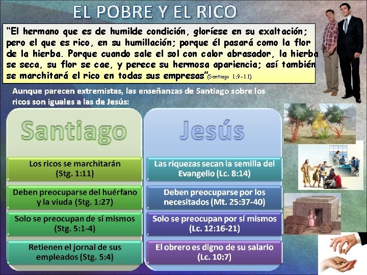 EL POBRE Y EL RICO “El hermano que es de humilde condición, gloríese en