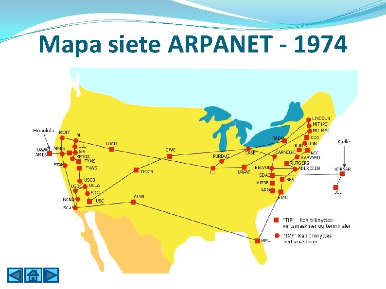 Mapa siete ARPANET - 1974 
