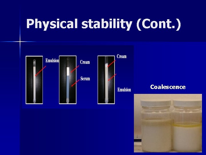 Physical stability (Cont. ) Coalescence 