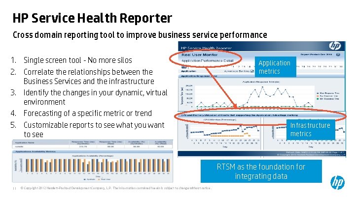 HP Service Health Reporter Cross domain reporting tool to improve business service performance 1.