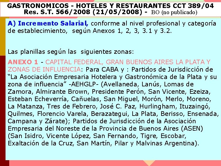 GASTRONOMICOS - HOTELES Y RESTAURANTES CCT 389/04 Res. S. T. 566/2008 (21/05/2008) - BO
