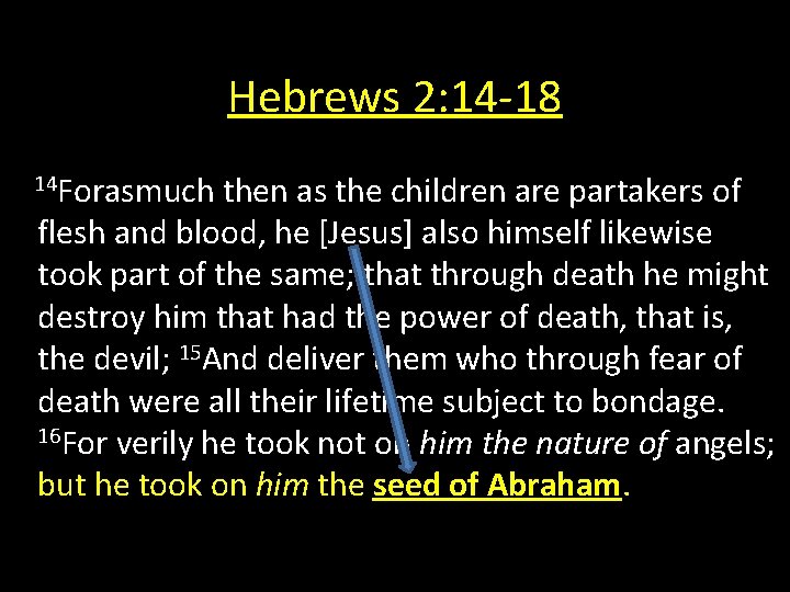 Hebrews 2: 14 -18 14 Forasmuch then as the children are partakers of flesh