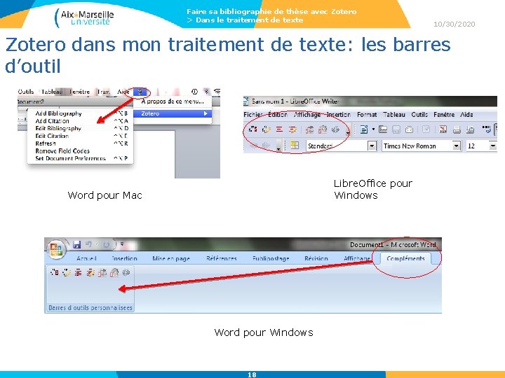 Faire sa bibliographie de thèse avec Zotero > Dans le traitement de texte 10/30/2020