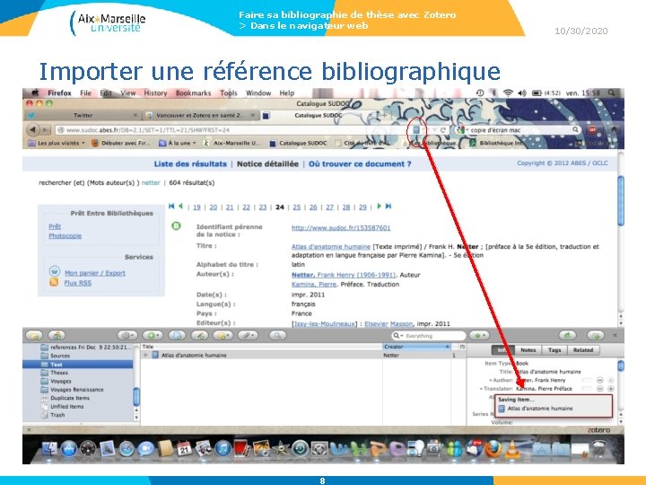 Faire sa bibliographie de thèse avec Zotero > Dans le navigateur web Importer une