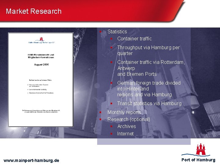 Market Research § Statistics § Container traffic § Throughput via Hamburg per quarter §