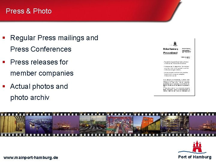 Press & Photo § Regular Press mailings and Press Conferences § Press releases for