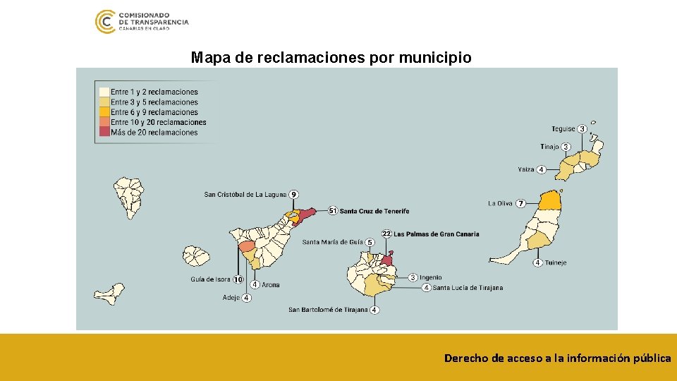 Mapa de reclamaciones por municipio 30/10/2020 Derecho de acceso a la información pública 11