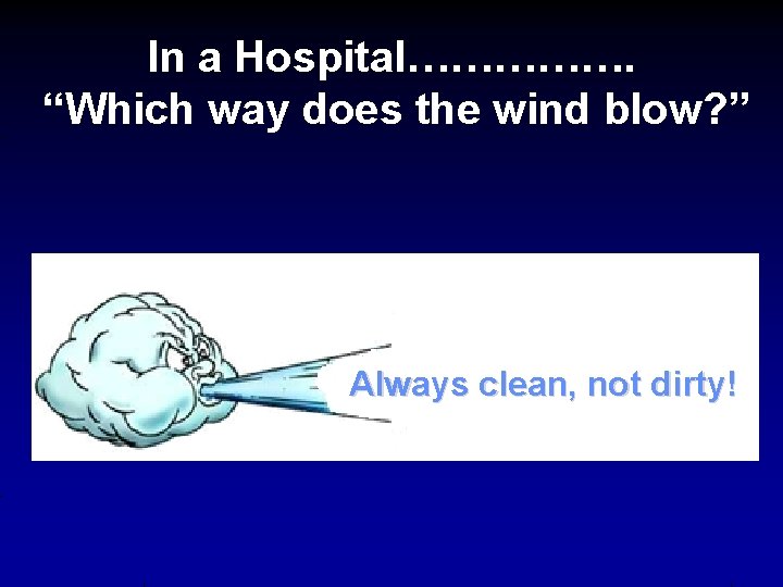In a Hospital……………. “Which way does the wind blow? ” Always clean, not dirty!