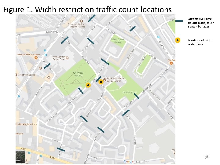 Figure 1. Width restriction traffic count locations Automated Traffic Counts (ATCs) taken September 2018