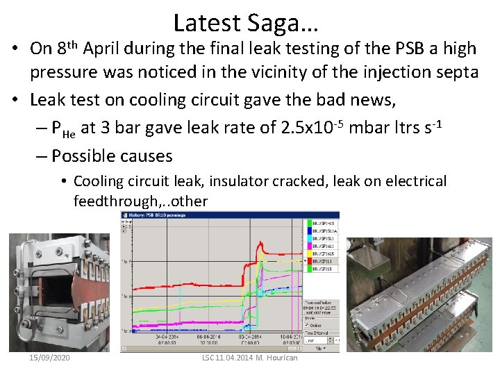 Latest Saga… • On 8 th April during the final leak testing of the