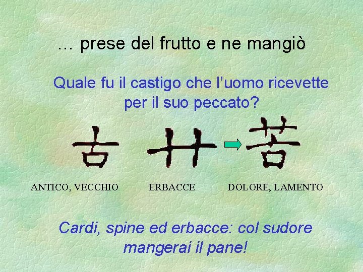 … prese del frutto e ne mangiò Quale fu il castigo che l’uomo ricevette