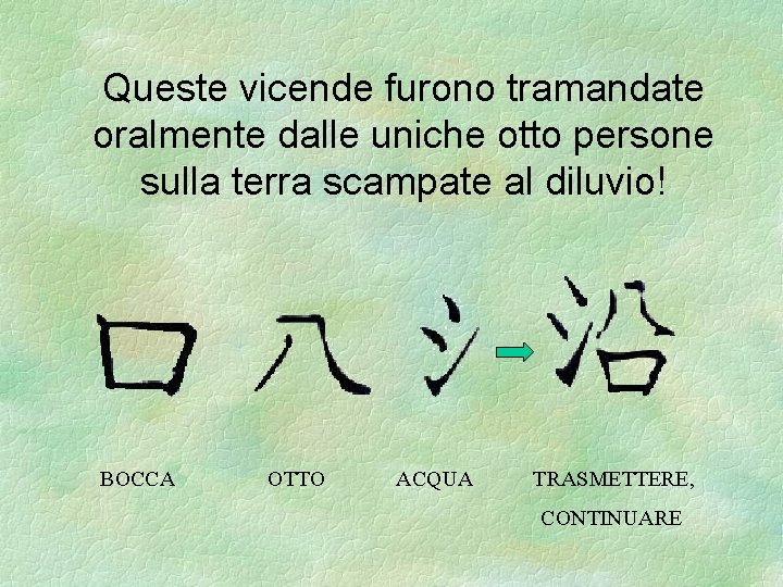 Queste vicende furono tramandate oralmente dalle uniche otto persone sulla terra scampate al diluvio!