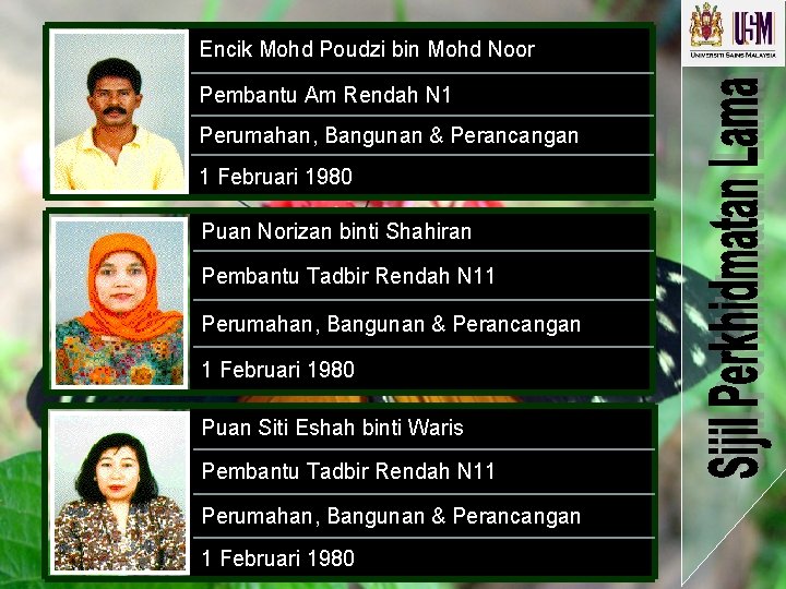 Encik Mohd Poudzi bin Mohd Noor Pembantu Am Rendah N 1 Perumahan, Bangunan & Encik Mohd Poudzi bin Mohd Noor Pembantu Am Rendah N 1 Perumahan, Bangunan &