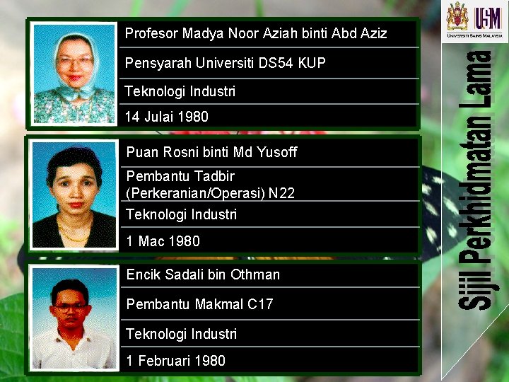 Profesor Madya Noor Aziah binti Abd Aziz Pensyarah Universiti DS 54 KUP Teknologi Industri