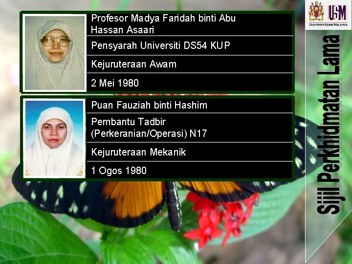 Profesor Madya Faridah binti Abu Hassan Asaari Pensyarah Universiti DS 54 KUP Kejuruteraan Awam Profesor Madya Faridah binti Abu Hassan Asaari Pensyarah Universiti DS 54 KUP Kejuruteraan Awam