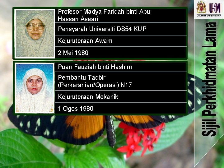 Profesor Madya Faridah binti Abu Hassan Asaari Pensyarah Universiti DS 54 KUP Kejuruteraan Awam