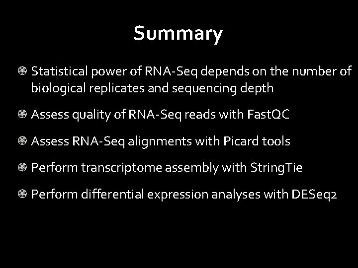 Summary Statistical power of RNA-Seq depends on the number of biological replicates and sequencing