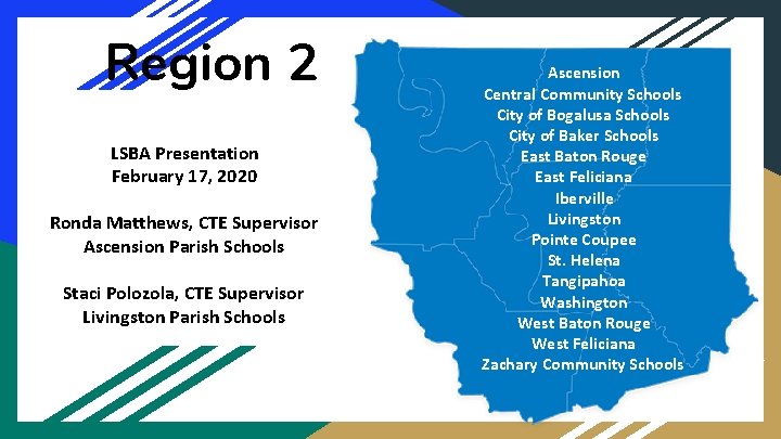 Region 2 LSBA Presentation February 17, 2020 Ronda Matthews, CTE Supervisor Ascension Parish Schools