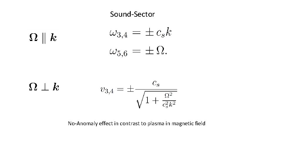 Sound-Sector No-Anomaly effect in contrast to plasma in magnetic field 