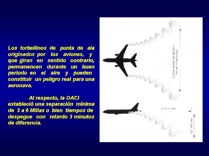 Los torbellinos de punta de ala originados por los aviones, y que giran en