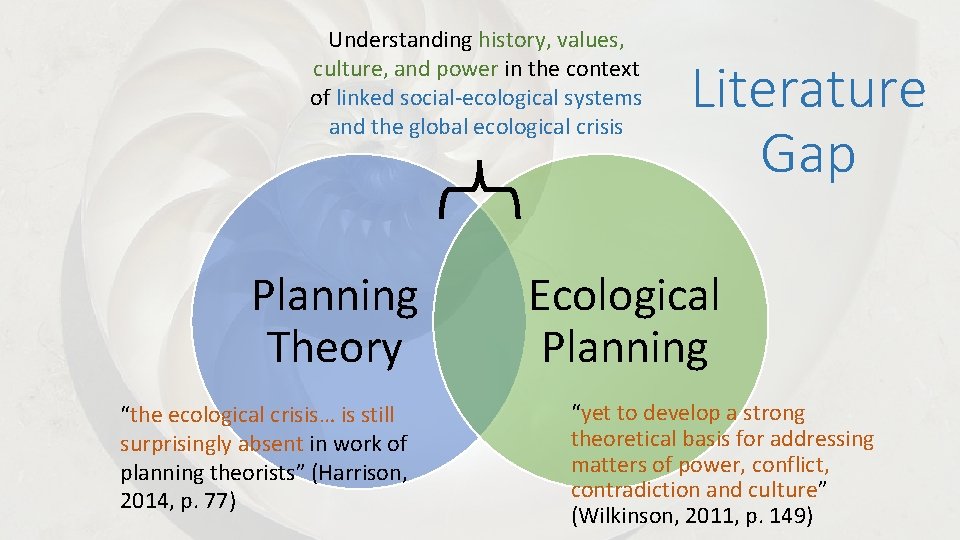 Understanding history, values, culture, and power in the context of linked social-ecological systems and