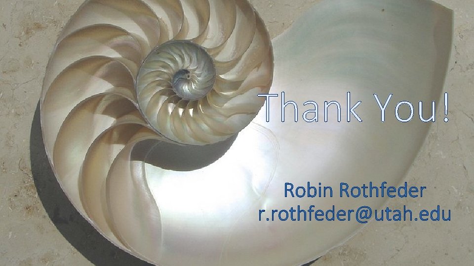 Thank You! Robin Rothfeder r. rothfeder@utah. edu 