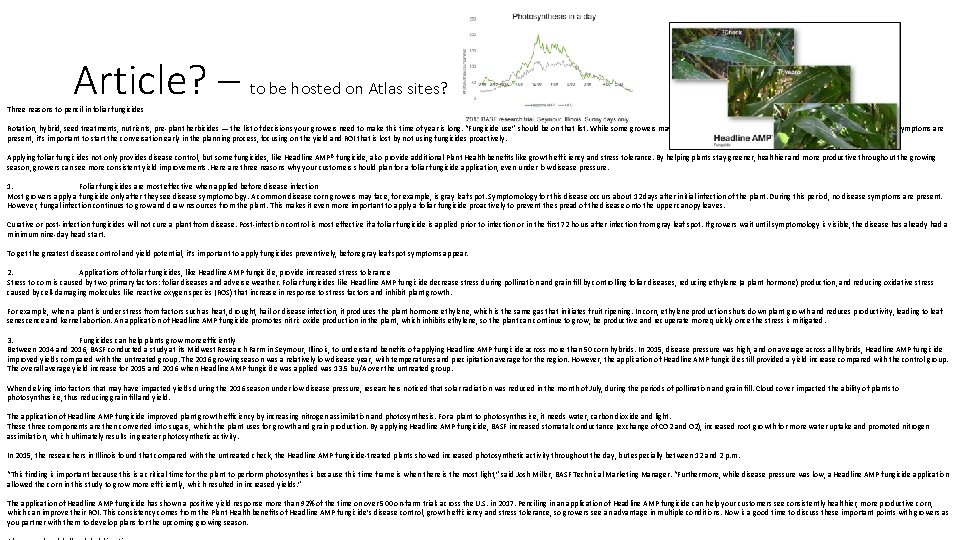 Article? – to be hosted on Atlas sites? Three reasons to pencil in foliar