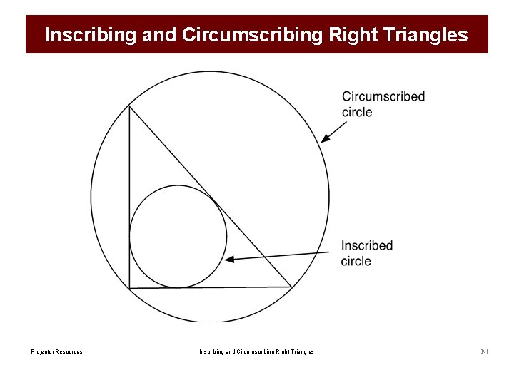 Inscribing and Circumscribing Right Triangles Projector Resources Inscribing and Circumscribing Right Triangles P-1 