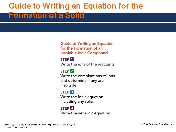 Guide to Writing an Equation for the Formation of a Solid General, Organic, and