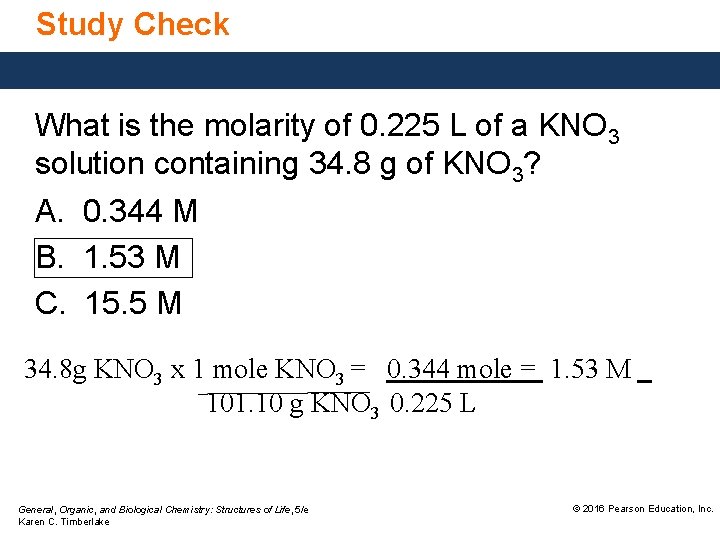 Study Check What is the molarity of 0. 225 L of a KNO 3