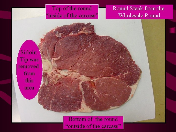 Top of the round “inside of the carcass” Round Steak from the Wholesale Round