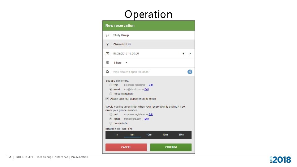 Operation 20 | CBORD 2018 User Group Conference | Presentation 