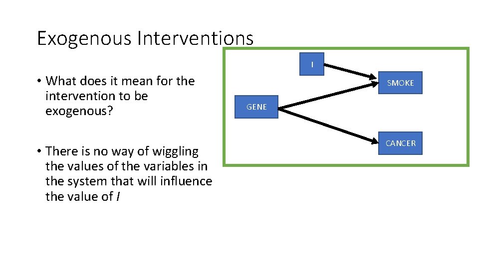 Exogenous Interventions I • What does it mean for the intervention to be exogenous?