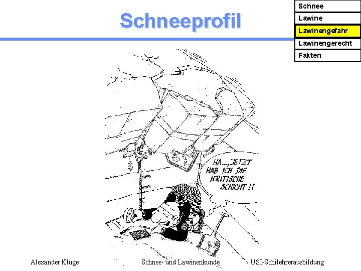Schneeprofil Schnee Lawinengefahr Lawinengerecht Fakten Alexander Kluge Schnee- und Lawinenkunde USI-Schilehrerausbildung 