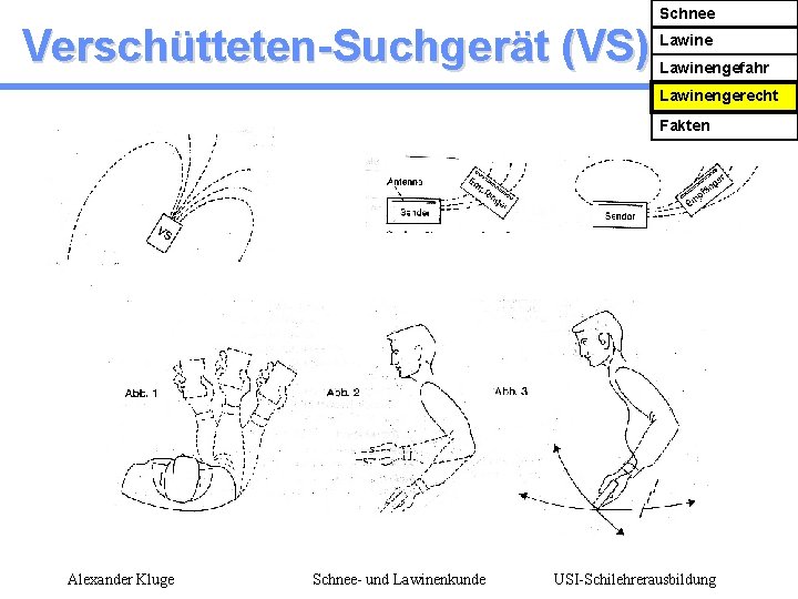 Verschütteten-Suchgerät (VS) Schnee Lawinengefahr Lawinengerecht Fakten Alexander Kluge Schnee- und Lawinenkunde USI-Schilehrerausbildung 