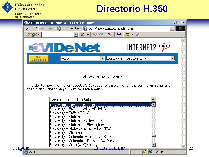 Directorio H. 350 CTI@UIB El GDS en la UIB 22 