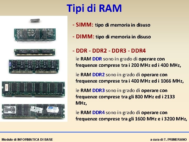 Tipi di RAM - SIMM: tipo di memoria in disuso - DDR 2 -