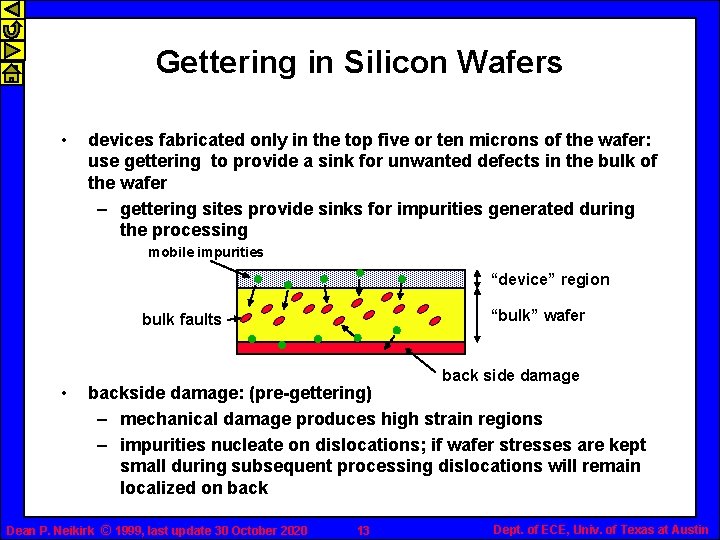 Gettering in Silicon Wafers • devices fabricated only in the top five or ten