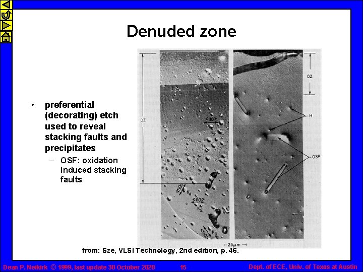 Denuded zone • preferential (decorating) etch used to reveal stacking faults and precipitates –