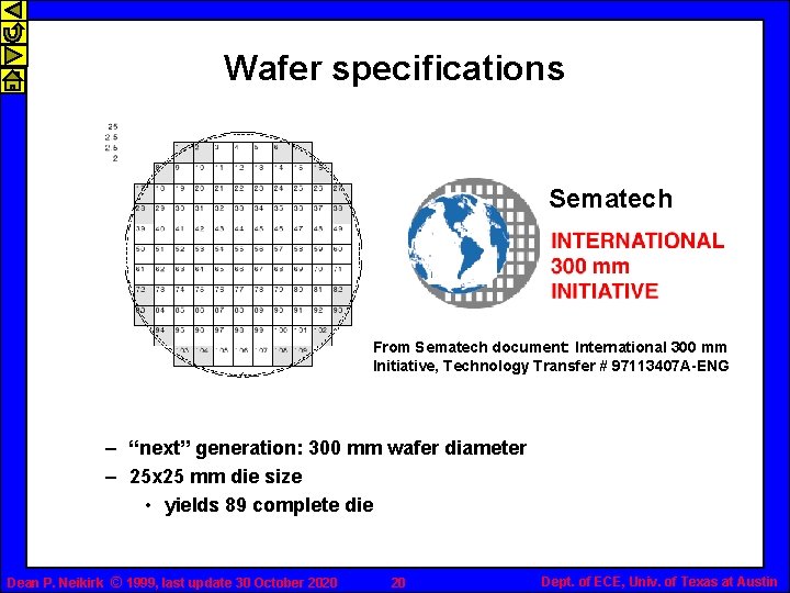 Wafer specifications Sematech From Sematech document: International 300 mm Initiative, Technology Transfer # 97113407