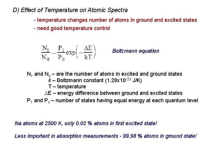 D) Effect of Temperature on Atomic Spectra - temperature changes number of atoms in