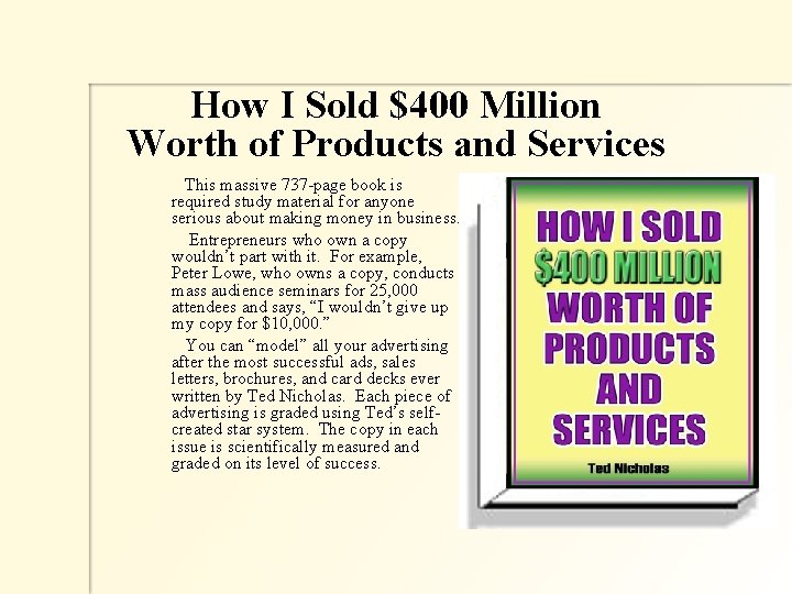 How I Sold $400 Million Worth of Products and Services This massive 737 -page