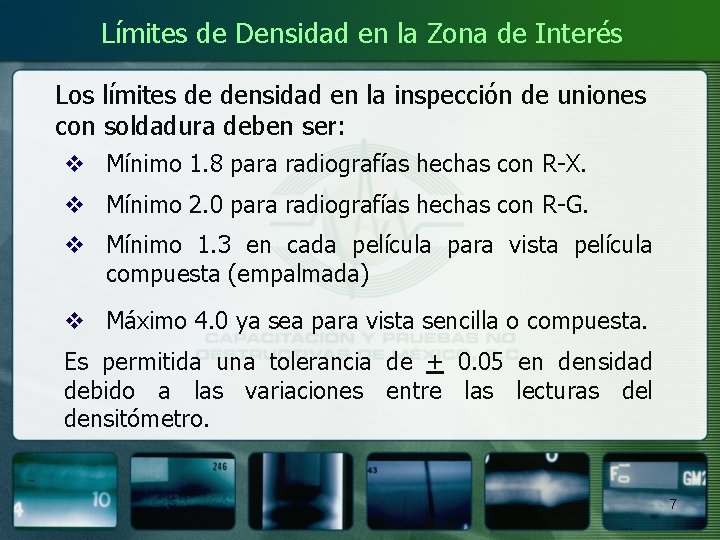 Límites de Densidad en la Zona de Interés Los límites de densidad en la